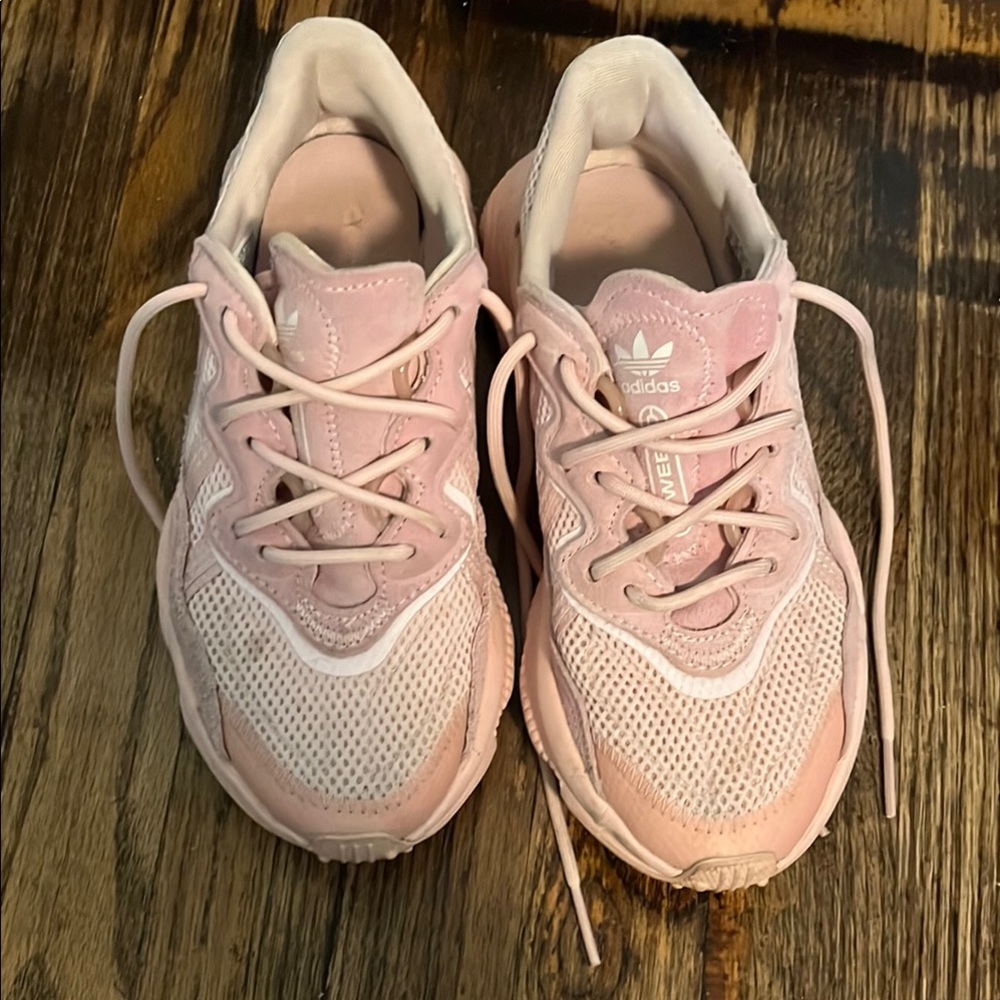 adidas Kids Light Pink Mesh Sneakers Men's and women's sneakers #6🫧🌷